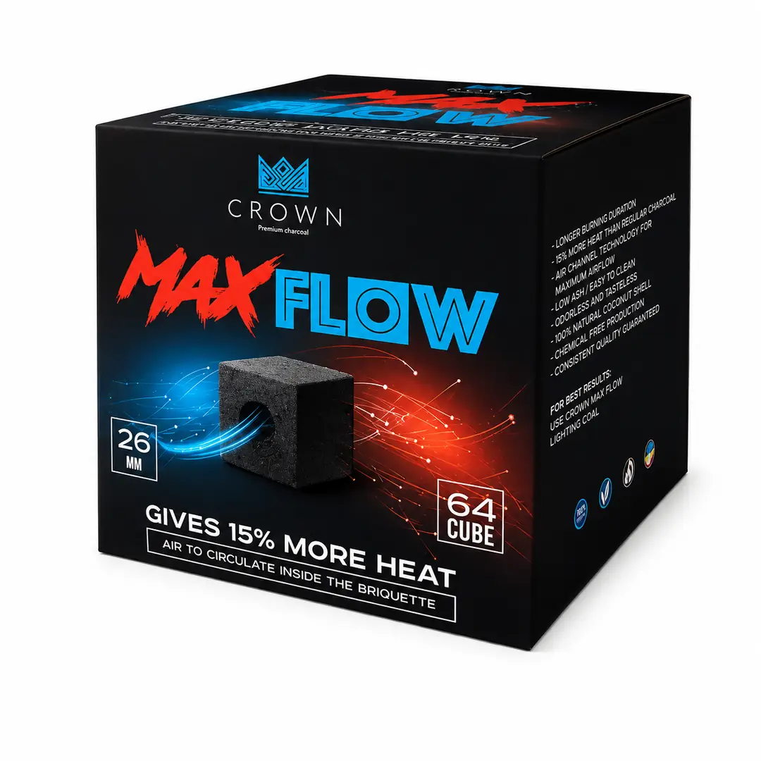 Max Flow Crown 26 mm Hindistan Cevizi Nargile Kömürü (1 KG) – görsel 1